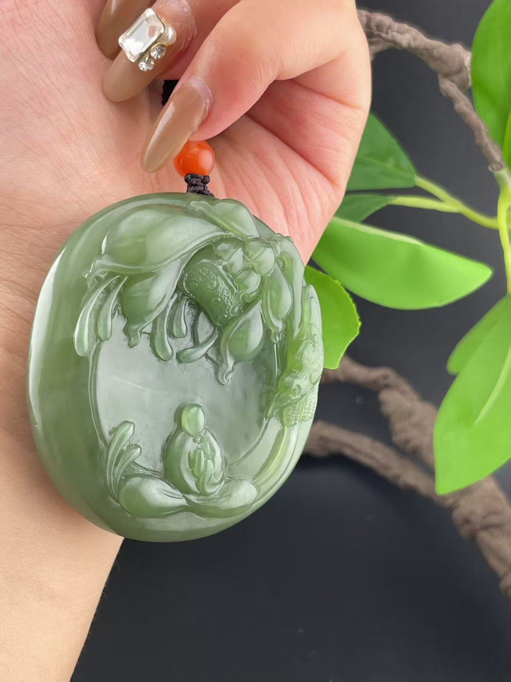 和田玉碧玉悟道挂件