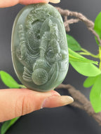 和田玉沙枣青钟馗挂件