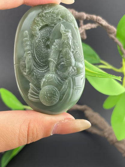 和田玉沙枣青钟馗挂件