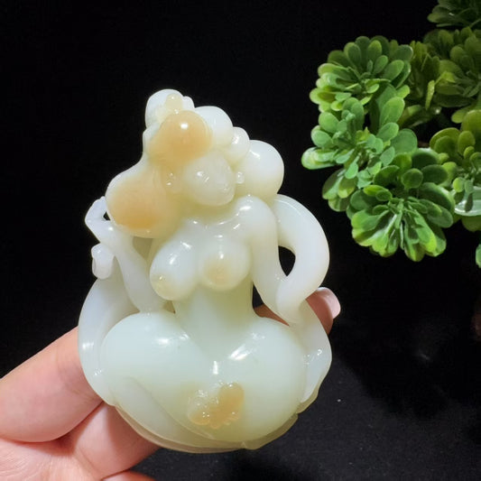 和田玉糖白玉手把件
