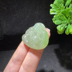 和田玉冰底带翠佛公挂件