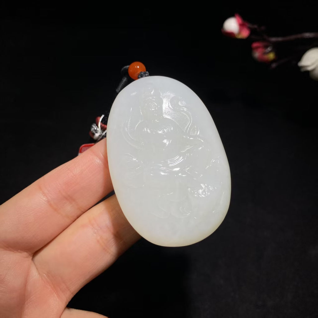 和田山料羊脂白玉观音