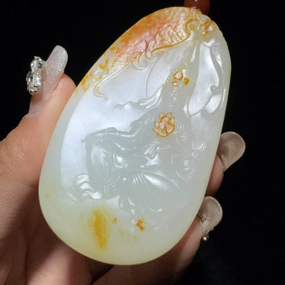 和田玉籽料观音挂件
