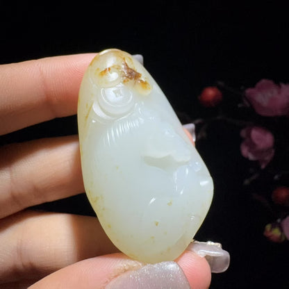 和田玉籽料马到成功挂件