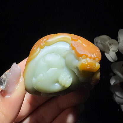 和田玉籽料貔貅手把件