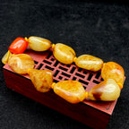 和田玉-洒红皮青白肉【精品手串】