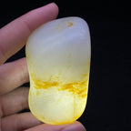 和田玉-洒金皮青花底籽料手把件