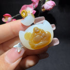 和田玉糖白玉佛公挂件
