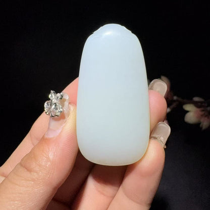 和田玉糖白平安牌