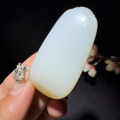 和田玉糖白平安牌