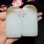 和田玉糖白玉龙凤对牌