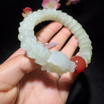 和田玉清水龙骨手串