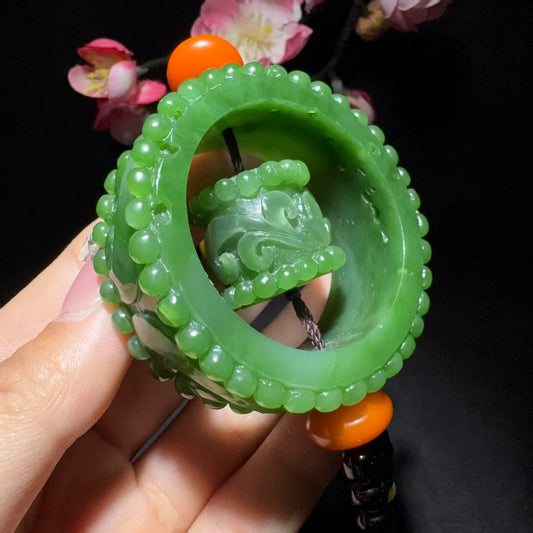 和田玉碧玉车挂手把件