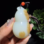 和田玉糖白小手把件葫芦