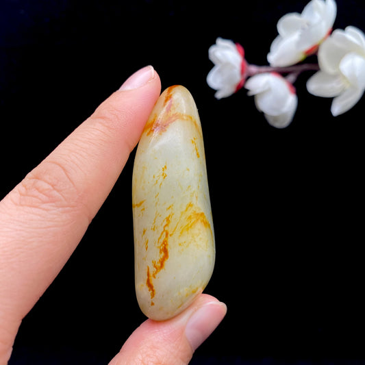 和田玉-洒金皮青花底籽料原石