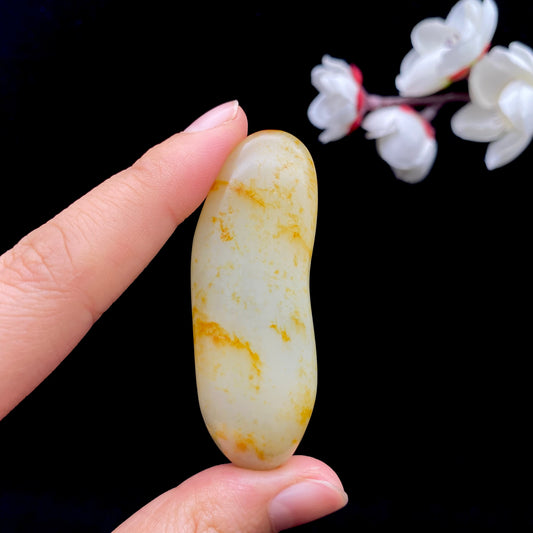 和田玉-洒金皮青花底籽料原石