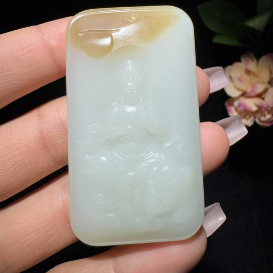 和田玉糖白玉普贤菩萨