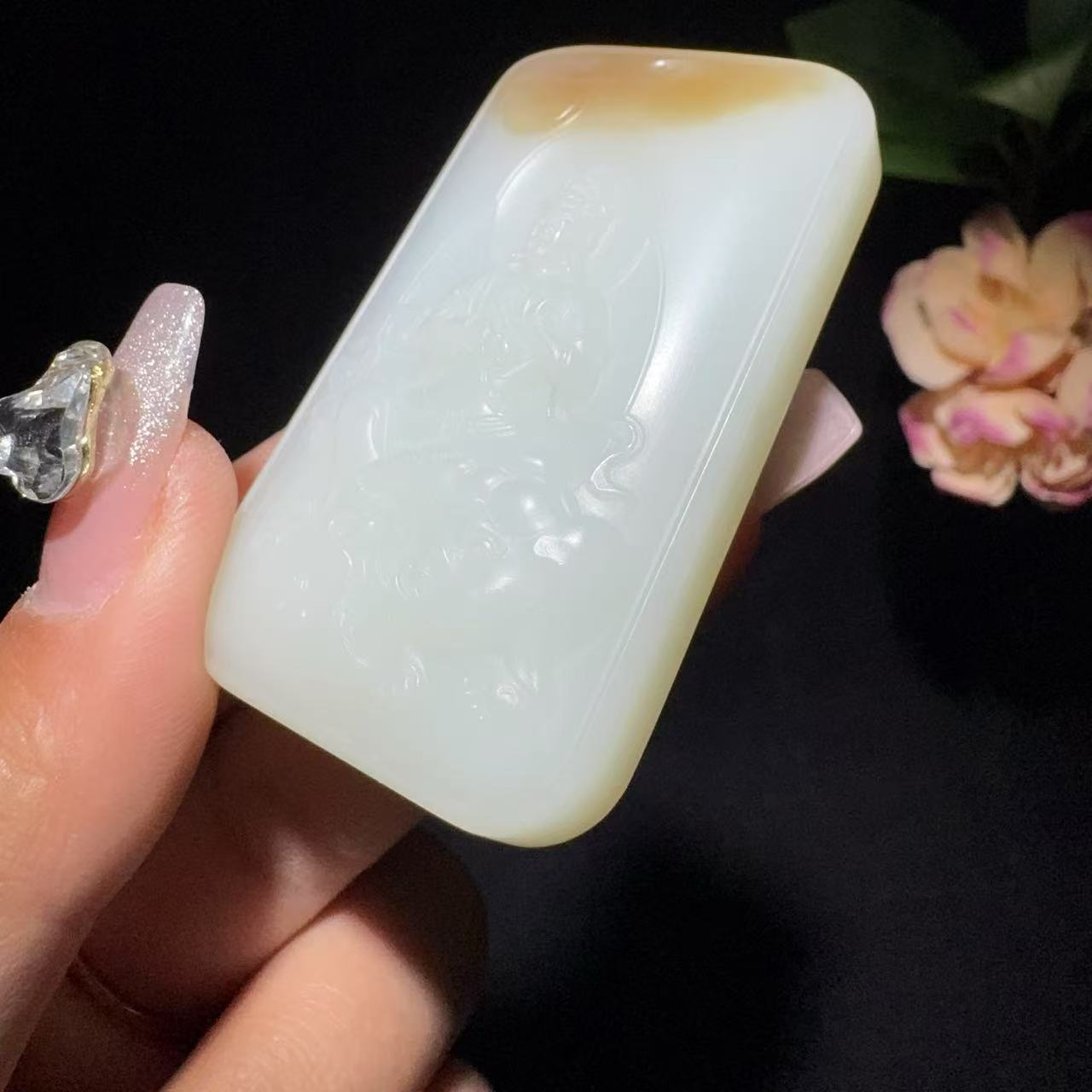 和田玉糖白玉普贤菩萨