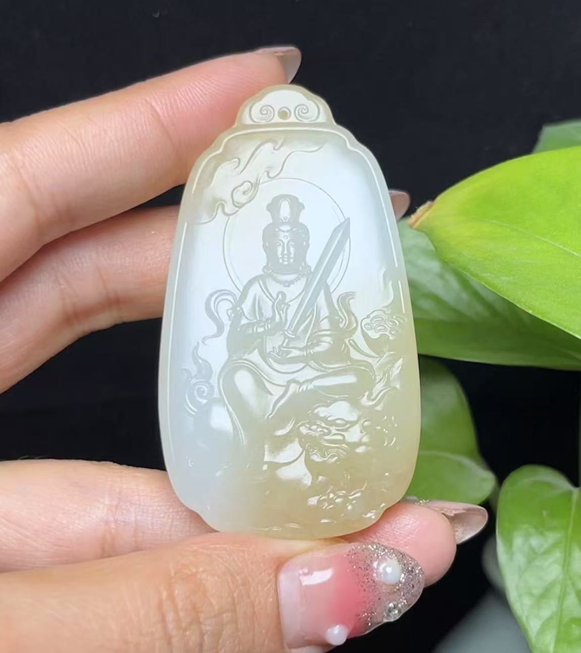 新疆和田玉且末糖羊脂玉文殊菩萨