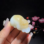 和田玉糖白挂件貔貅一对
