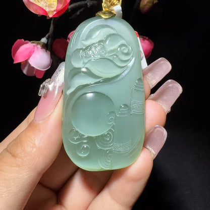 和田玉碧玉度母菩萨挂件