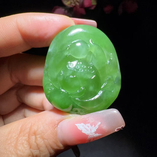 和田玉碧玉佛公挂件