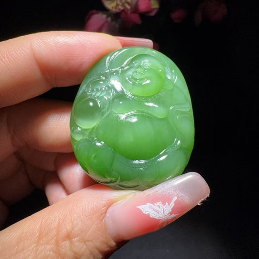 和田玉碧玉佛公挂件