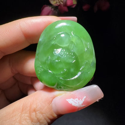 和田玉碧玉佛公挂件
