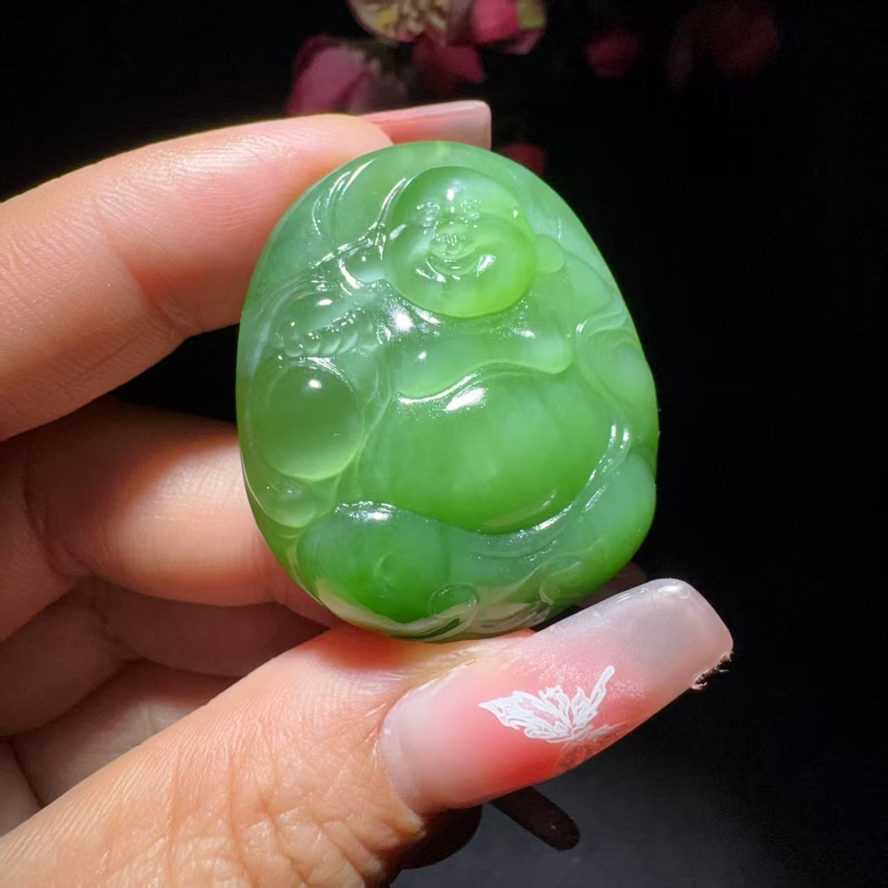 和田玉碧玉佛公挂件