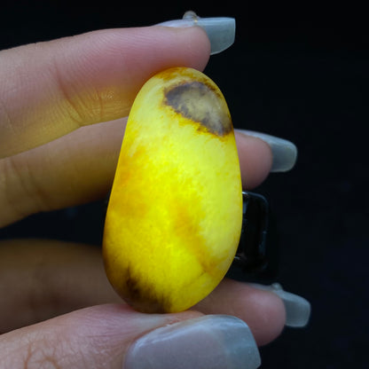和田玉-聚黄皮青花底籽料吊坠籽