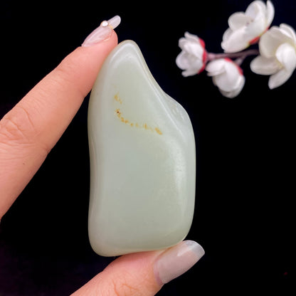 和田玉-青白玉籽料原石手把件