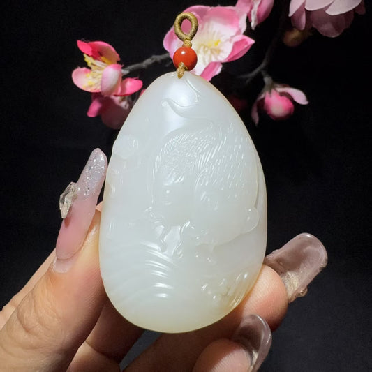和田玉籽料年年有余挂件