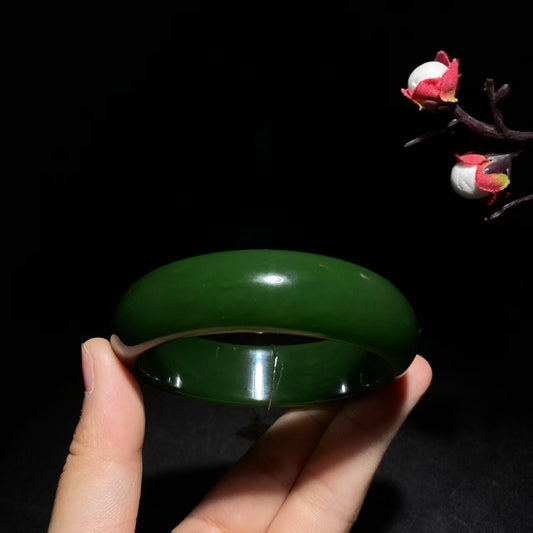 传承级碧玉轮胎镯阳绿手镯