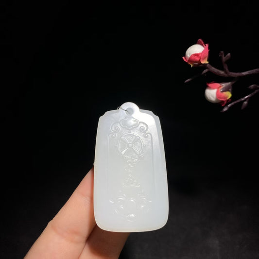 和田山料羊脂白玉观音挂件