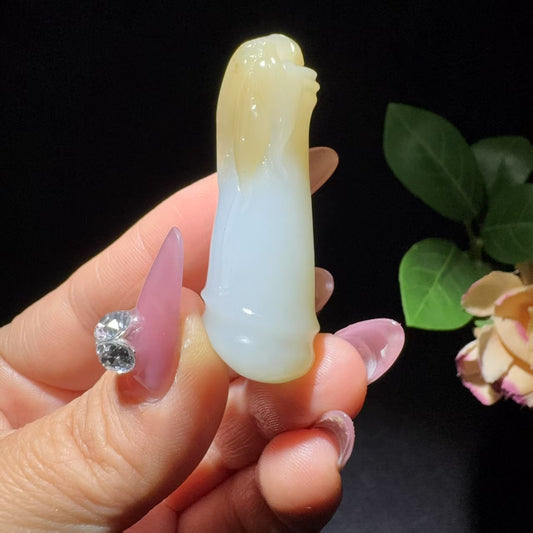 和田玉糖白挂件竹节挂件