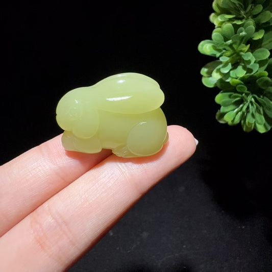 和田玉黄玉挂件生肖兔