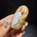 和田玉糖白竹节挂件