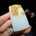 和田玉糖白挂件关公