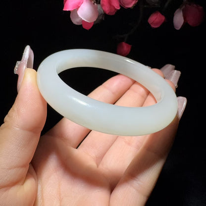 和田玉白玉浅清水手镯