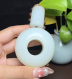 新疆和田玉且末糖羊脂玉三不猴手把件扳指