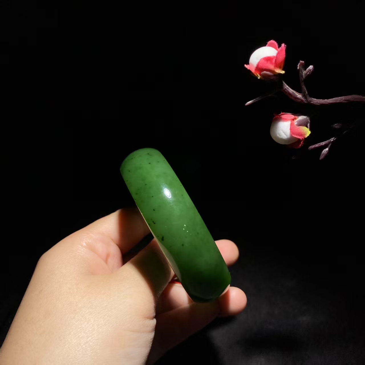 和田碧玉宽版手镯