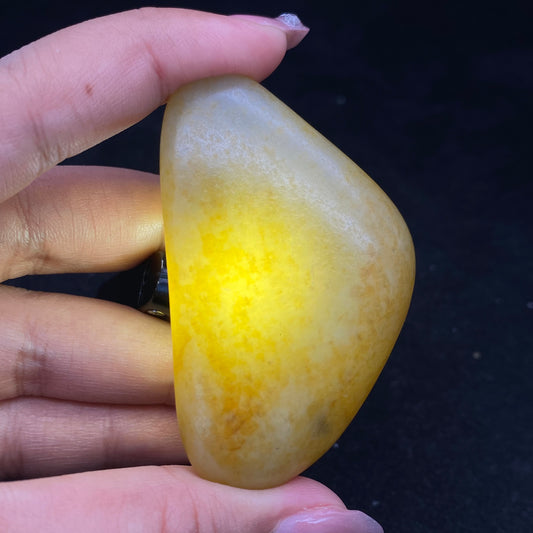 和田玉-洒金皮青花底籽料手把件