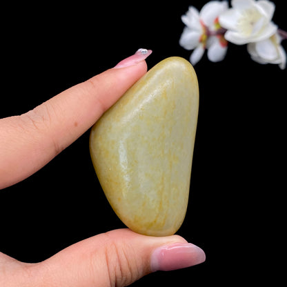 和田玉-洒金皮青花底籽料手把件