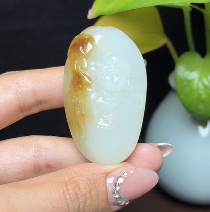 新疆和田玉且末糖羊脂玉佛公