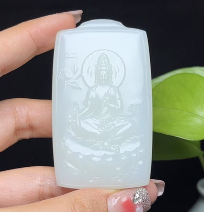 和田羊脂玉观音挂件