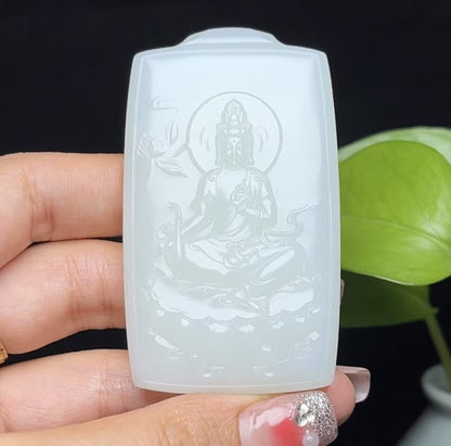 和田羊脂玉观音挂件