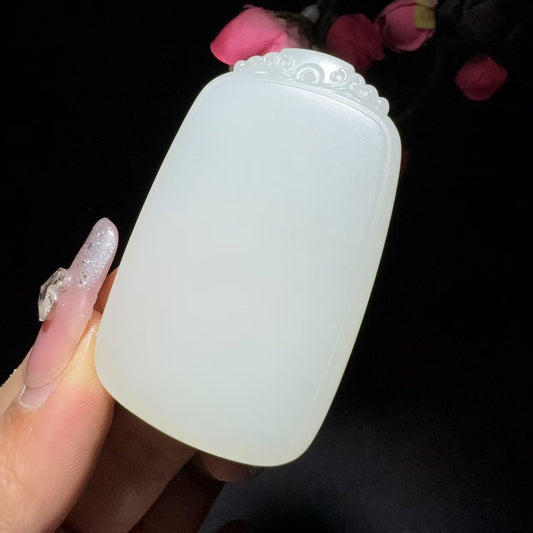 和田玉白玉平安牌