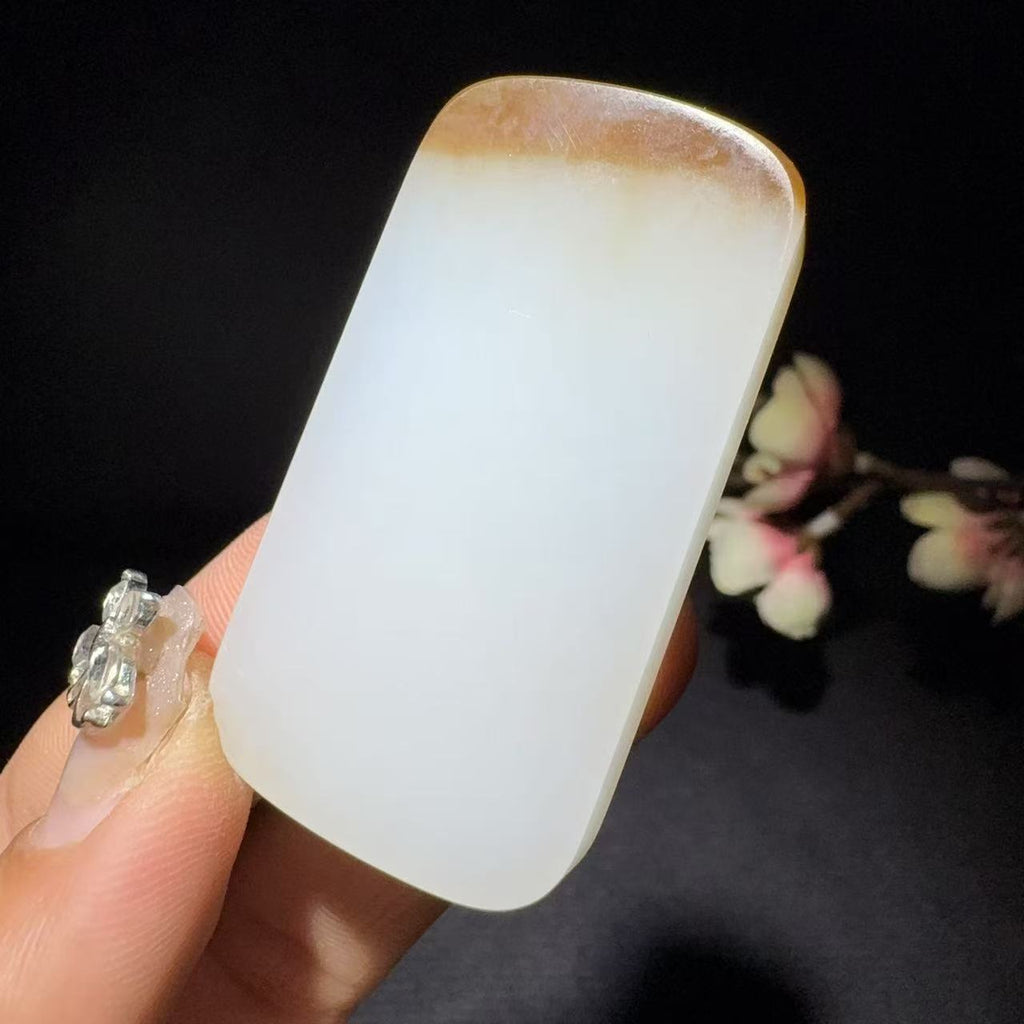 和田玉糖白平安牌挂件