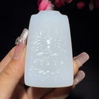 和田玉白玉千手观音挂件