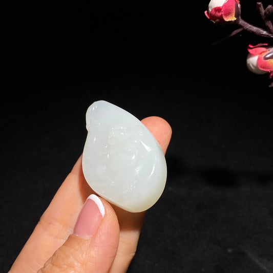 和田山料羊脂白玉佛公挂件